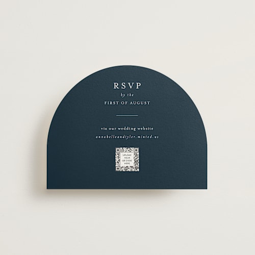 This is a lake rsvp cards with standard by Stacey Meacham called cedar creek printing on signature in standard