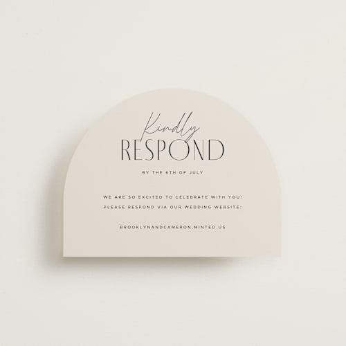 This is a linen rsvp cards with standard by Kelly Schmidt called arabilla overlap printing on signature in standard