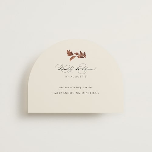 This is a autumn rsvp cards with standard by Kate Ahn called poetique printing on signature in standard