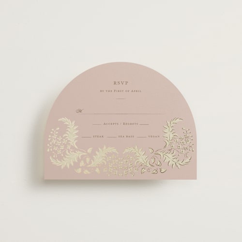 This is a rose rsvp cards with foil pressed by Ani Somi called french train printing on signature in standard
