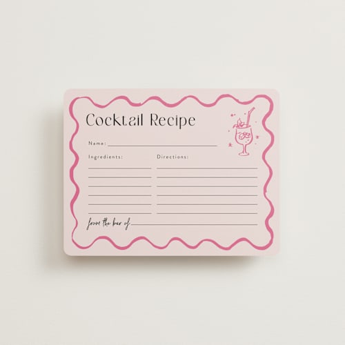 This is a rosebud bridal shower insert cards with standard by Cass Loh called handdrawn wavy frame printing on signature in standard