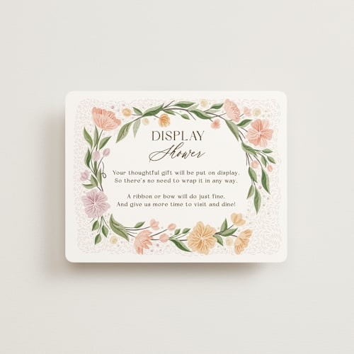 This is a petal bridal shower insert cards with standard by Paper Sun Studio called flower shower surround printing on signature in standard