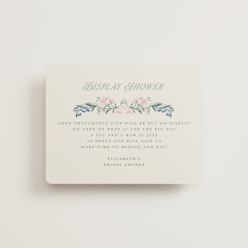 This is a evergreen bridal shower insert cards with standard by Petra Kern called book cover printing on signature in standard
