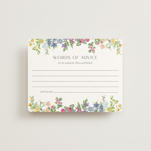 This is a cotton bridal shower insert cards with standard by Susan Moyal called flower garden printing on signature in standard