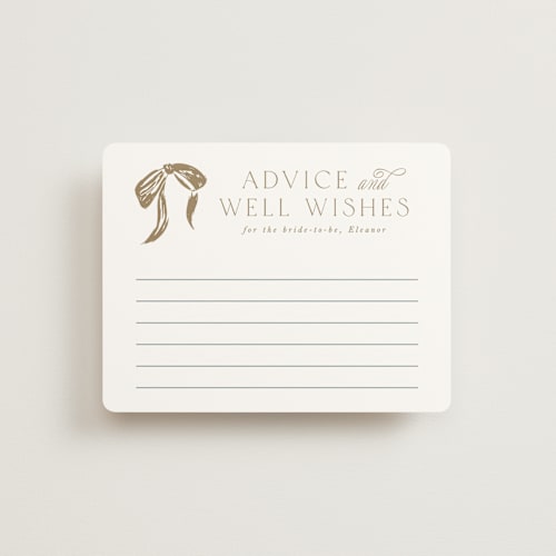 This is a bluebell bridal shower insert cards with standard by Leah Bisch called ribbon wreath printing on signature in standard