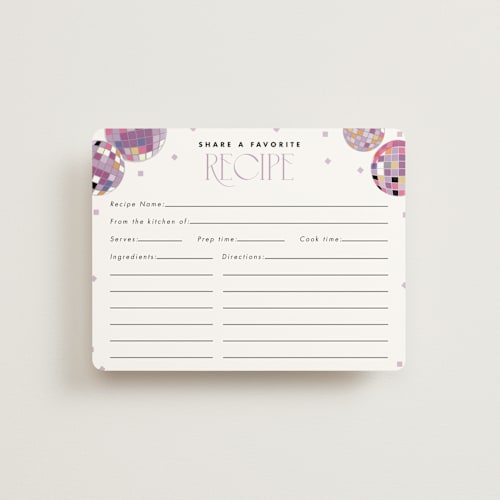 This is a bubblegum bridal shower insert cards with standard by Corinne Malesic called disco fever printing on signature in standard