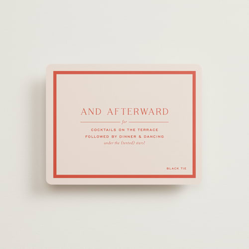 This is a verona sunset reception cards with standard by Megan Davis called racquet printing on signature in standard