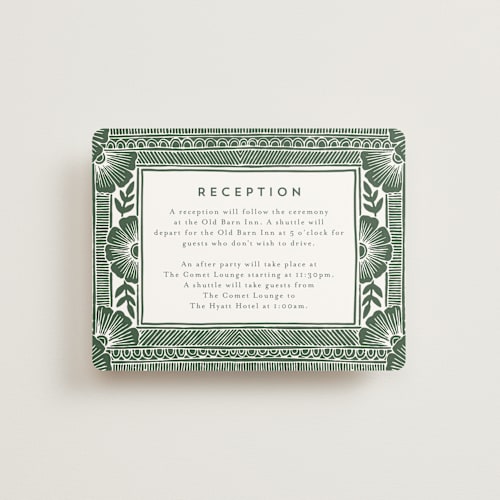 This is a fern reception cards with standard by Katharine Watson called block print frame printing on signature in standard