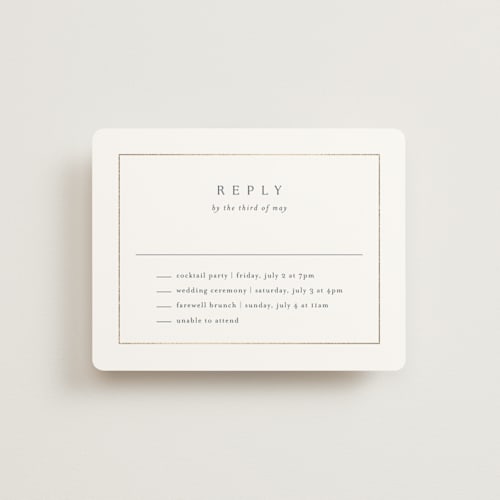 This is a ocean rsvp cards with foil pressed by Kelly Schmidt called framed monogram printing on signature in standard