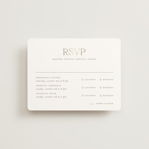 This is a chiffon rsvp cards with foil pressed by chocomocacino called kouignette printing on signature in standard