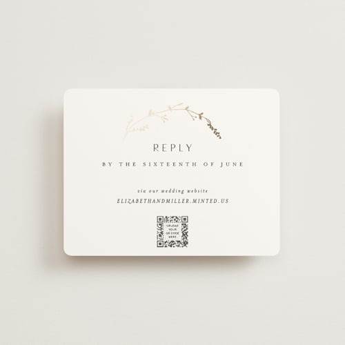 This is a cotton rsvp cards with foil pressed by Amy Kross called vine wrap printing on signature in standard