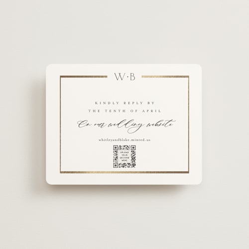 This is a cotton rsvp cards with foil pressed by Stacey Meacham called luster printing on signature in standard