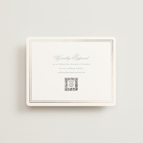 This is a powder blue rsvp cards with foil pressed by Jennifer Postorino called polished printing on signature in standard