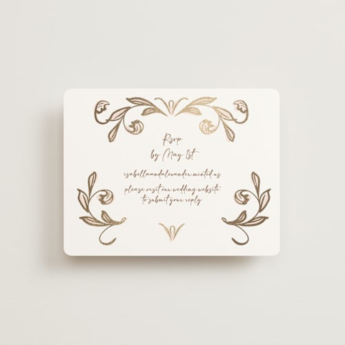 This is a blush rsvp cards with foil pressed by Ani Somi called bella bellissima printing on signature in standard