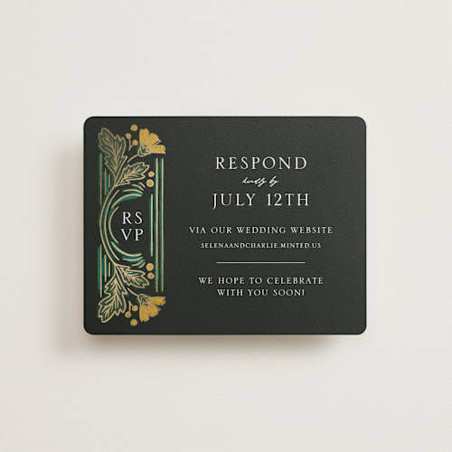 This is a buttercup rsvp cards with foil pressed by Jen Owens called embellished printing on signature in standard