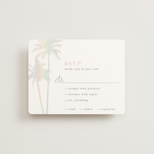 This is a ombre rsvp cards with gloss press by lulu and isabelle called sunset by the sea printing on signature in standard