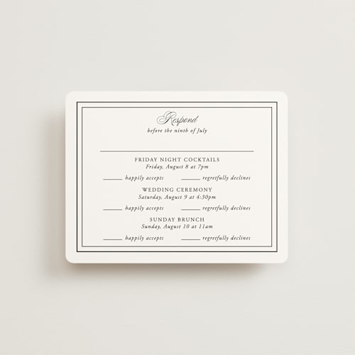 This is a snow rsvp cards with standard by Kimberly FitzSimons called story line printing on signature in standard
