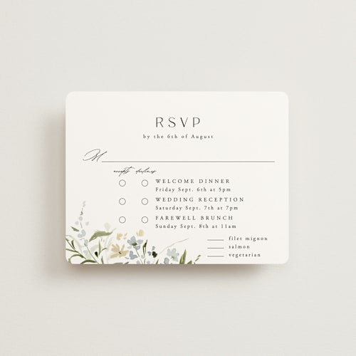 This is a lily rsvp cards with standard by Everett Paper Goods called fleur printing on signature in standard