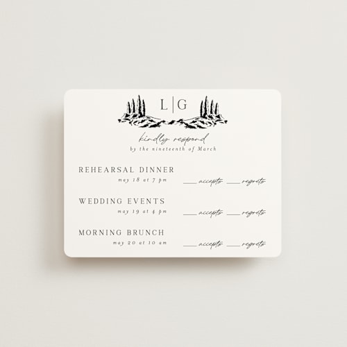 This is a noir rsvp cards with standard by Shiny Penny Studio called countryside villa printing on signature in standard