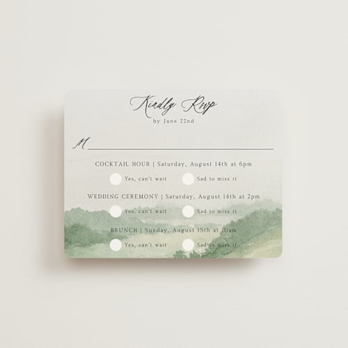 This is a meadow rsvp cards with standard by Elly called the vow printing on signature in standard