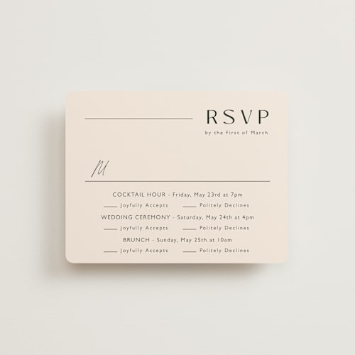 This is a creampuff rsvp cards with standard by Carolyn MacLaren called modern aligned printing on signature in standard