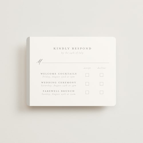 This is a dove rsvp cards with standard by Meggy Masters called overlay printing on signature in standard