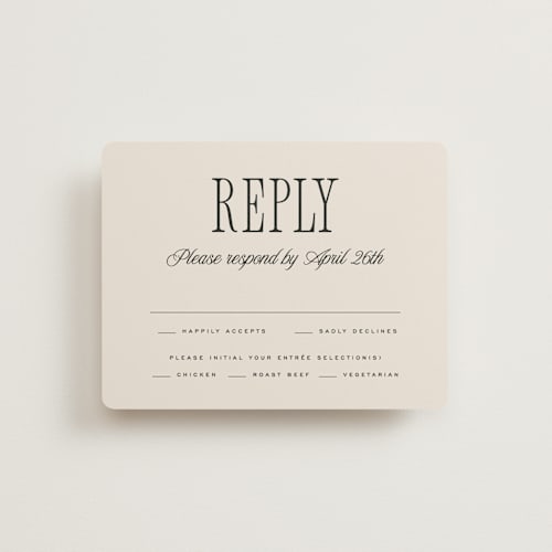 This is a linen rsvp cards with standard by Kelly Schmidt called riviera printing on signature in standard