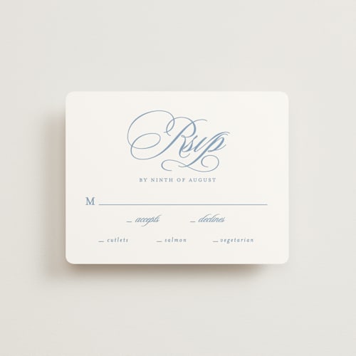 This is a sky rsvp cards with standard by Creo Study called aristocratic printing on signature in standard