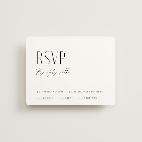 This is a silk rsvp cards with standard by Kelly Schmidt called arabilla overlap printing on signature in standard