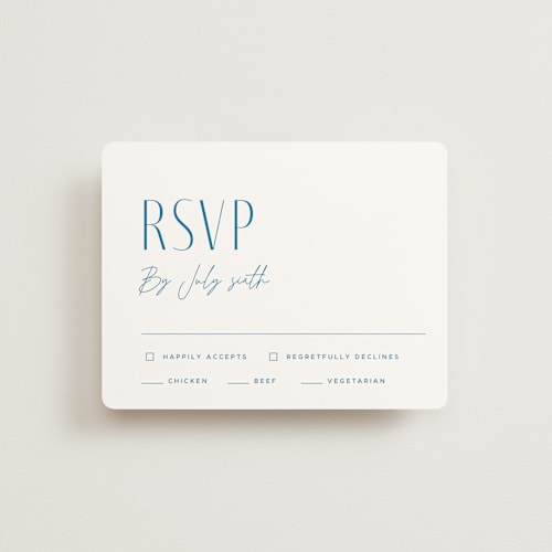 This is a sky rsvp cards with standard by Kelly Schmidt called arabilla overlap printing on signature in standard