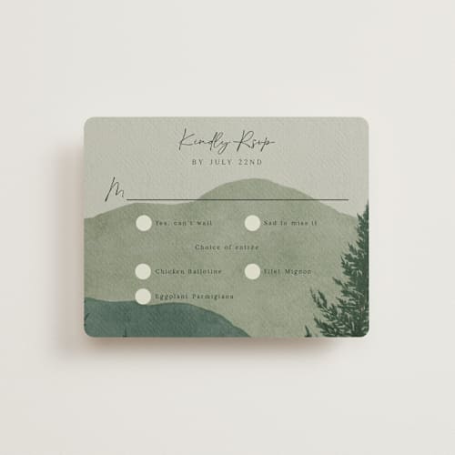 This is a jade rsvp cards with standard by Elly called the forest printing on signature in standard