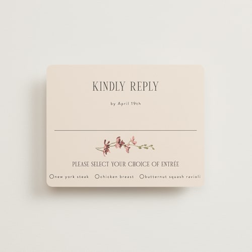 This is a merlota rsvp cards with standard by Susan Moyal called romantics printing on signature in standard