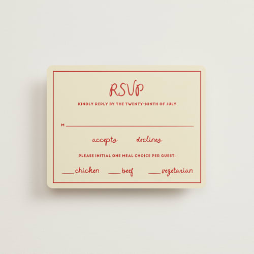 This is a cherry rsvp cards with standard by Ani Somi called big heart wedding printing on signature in standard