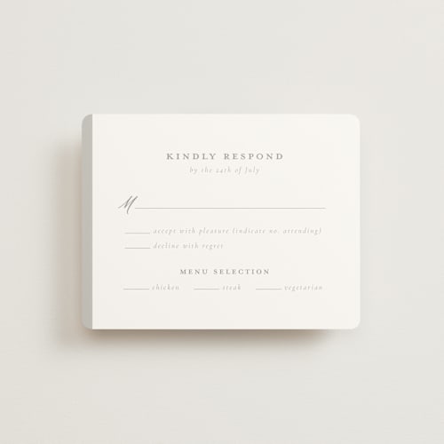 This is a dove rsvp cards with standard by Meggy Masters called overlay printing on signature in standard