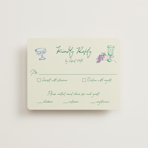 This is a garden rsvp cards with standard by Cass Loh called tablescape drawing printing on signature in standard
