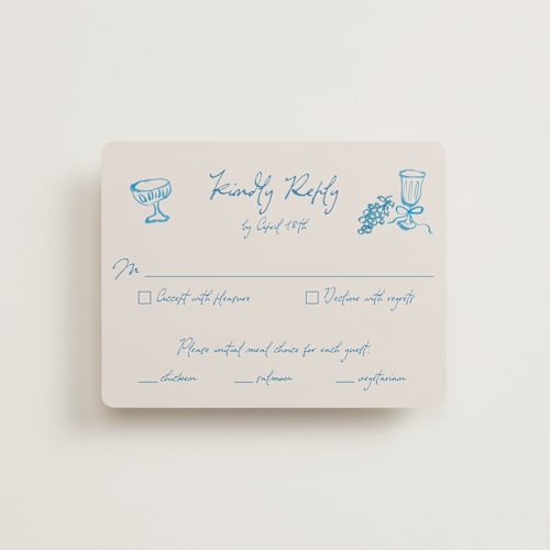 This is a aquatic rsvp cards with standard by Cass Loh called tablescape drawing printing on signature in standard