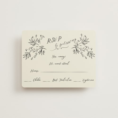 This is a ivory rsvp cards with standard by Ani Somi called sundaland gardens printing on signature in standard