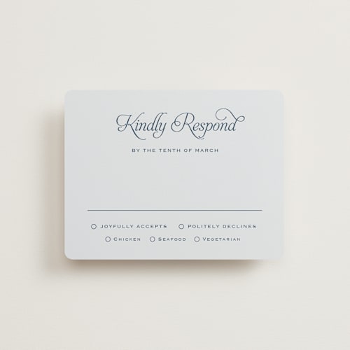 This is a powder rsvp cards with standard by Carolyn MacLaren called modernne printing on signature in standard