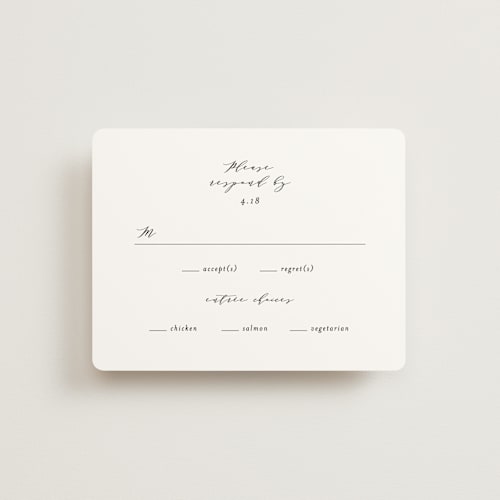 This is a cotton rsvp cards with standard by Simona Camp called classically us printing on signature in standard