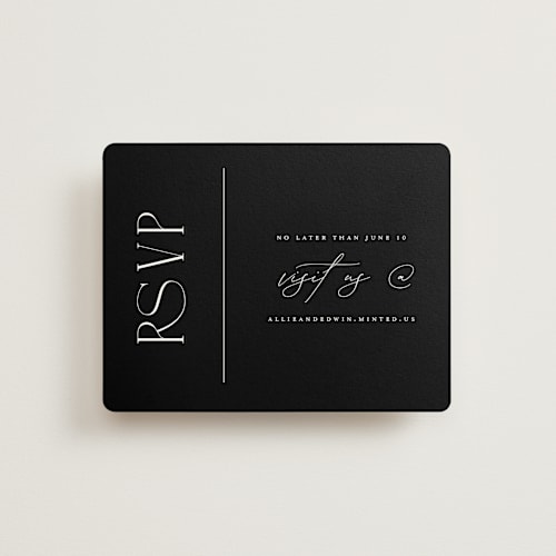 This is a pearl rsvp cards with standard by Christie Garcia called everly printing on signature in standard