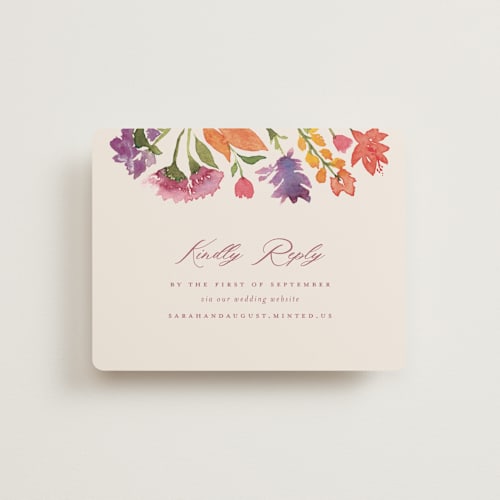 This is a autumn rsvp cards with standard by Pink House Press called crest fall printing on signature in standard
