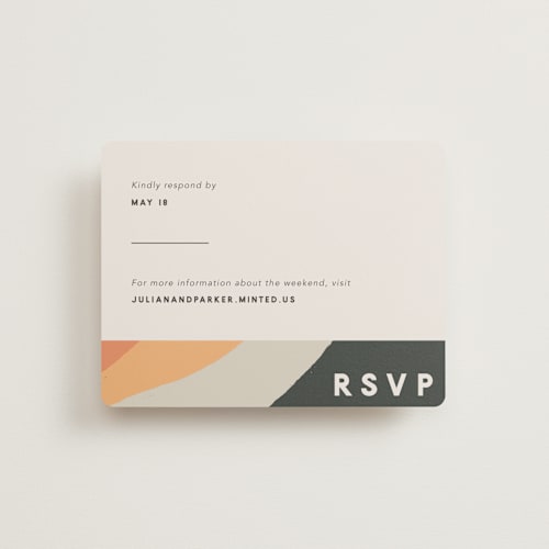 This is a sunset rsvp cards with standard by Robin Ott called canyon wall printing on signature in standard