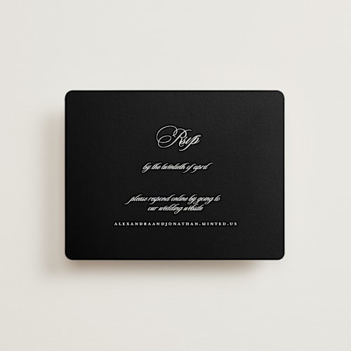 This is a ink rsvp cards with standard by That Girl Press called black tie printing on signature in standard