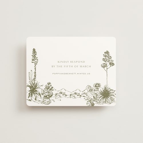 This is a verde rsvp cards with standard by Megan Davis called rancho printing on signature in standard