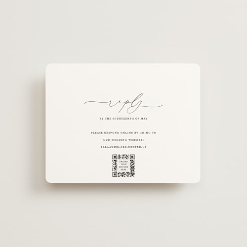 This is a linen rsvp cards with standard by Jennifer Postorino called breathe printing on signature in standard