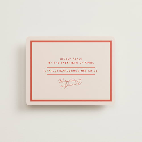 This is a verona sunset rsvp cards with standard by Megan Davis called racquet printing on signature in standard