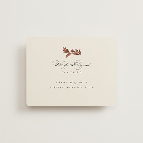 This is a autumn rsvp cards with standard by Kate Ahn called poetique printing on signature in standard