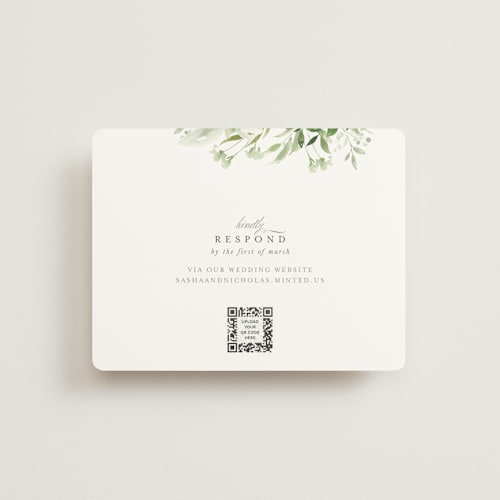 This is a garden rsvp cards with standard by Leah Bisch called verdure printing on signature in standard