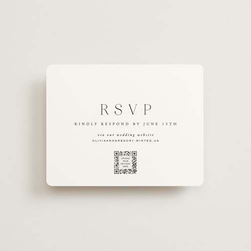 This is a lily rsvp cards with standard by Hooray Creative called classy type printing on signature in standard