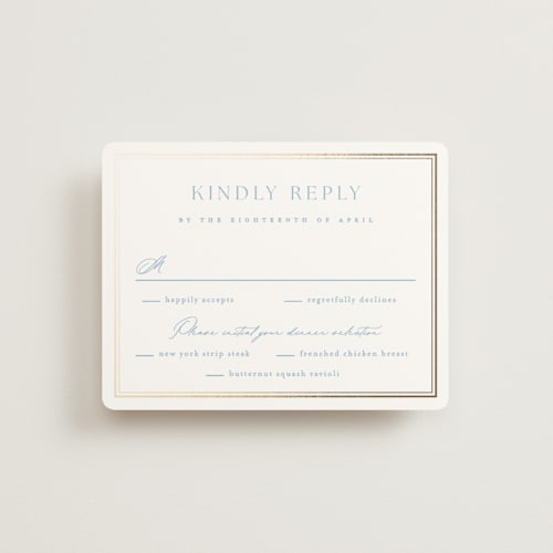 This is a bluebell rsvp cards with foil pressed by Kristie Kern called storybook garden printing on signature in standard